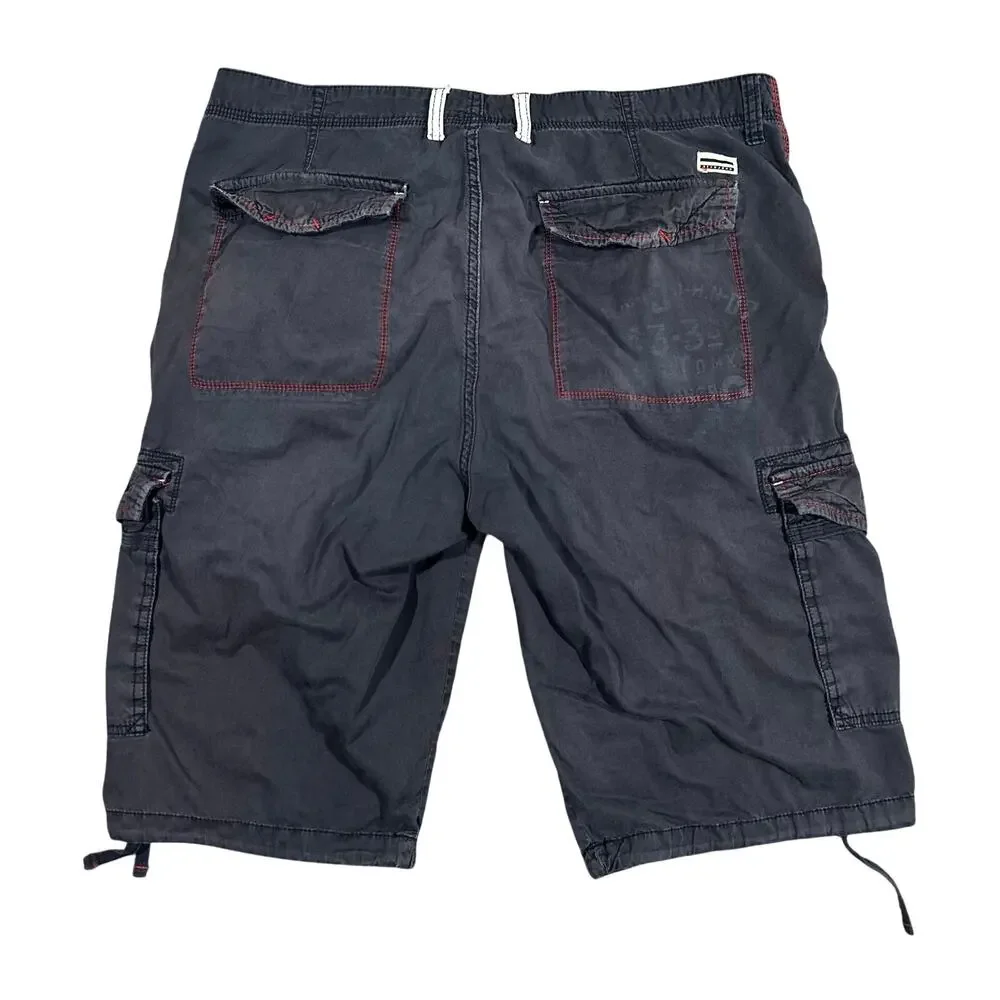 Y2K Sean John Baggy Cargo Shorts 36 Faded Black Skater Grunge Vintage Style
